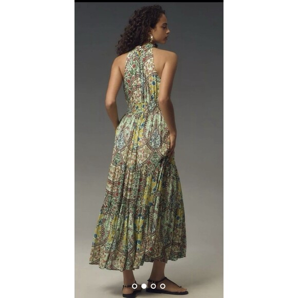 Anthropologie Somerset Maxi Halter Edition Dress Sz XXSP Green - Picture 2 of 9